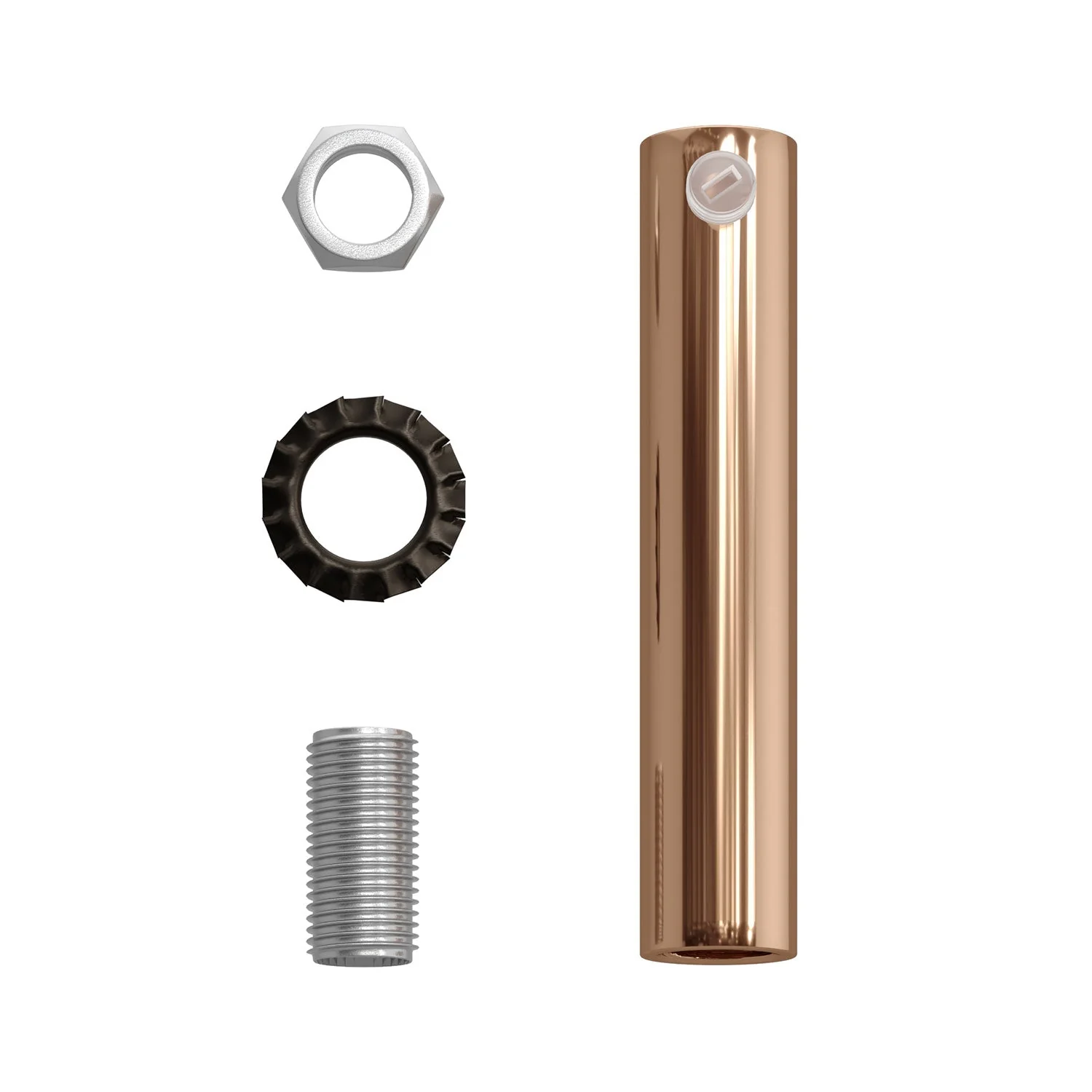 Cylindrical metal Cable Clamp, 7 cm long, complete with rod, nut and washer - Copper - Image 4