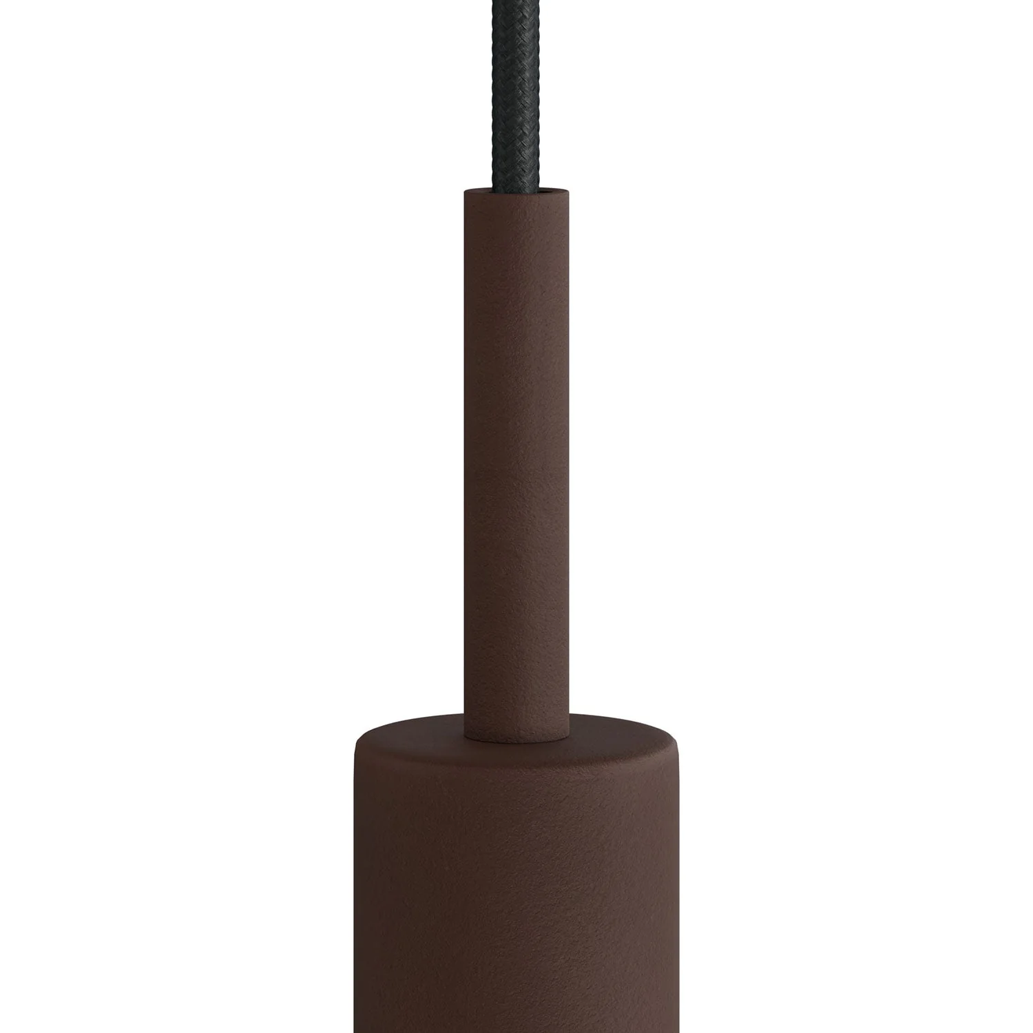 Cylindrical metal cable clamp, length 7 cm, complete with rod, nut and washer - Painted dark rust finish - Image 2