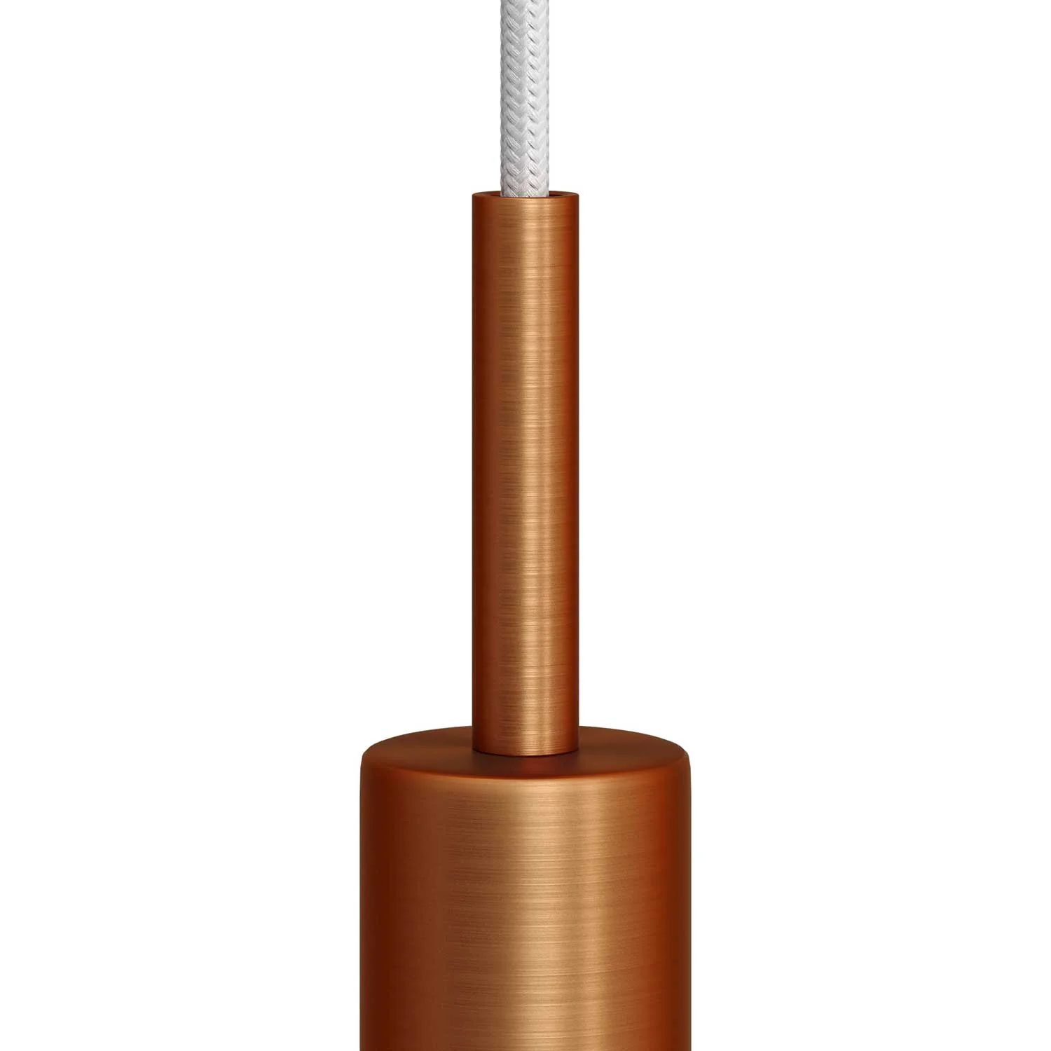 Cylindrical cable clamp in metal, 7 cm long, complete with rod, nut and washer – Satin copper - Image 2