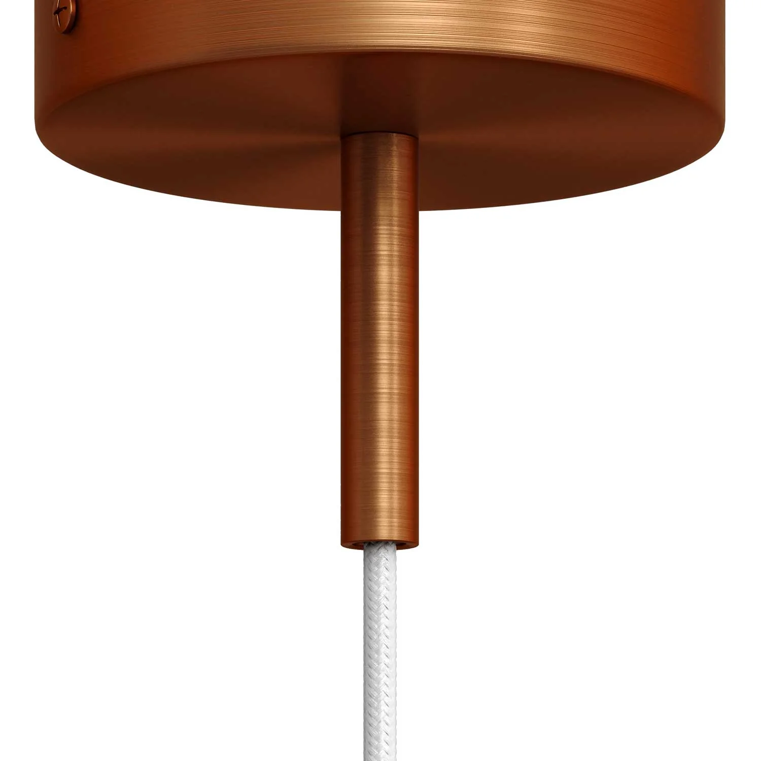 Cylindrical cable clamp in metal, 7 cm long, complete with rod, nut and washer – Satin copper - Image 3