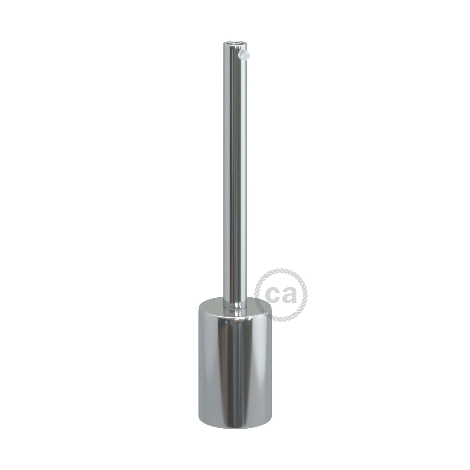 Cylindrical metal UL E26 light bulb socket kit with 15 cm cable clamp - Chrome - Image 3