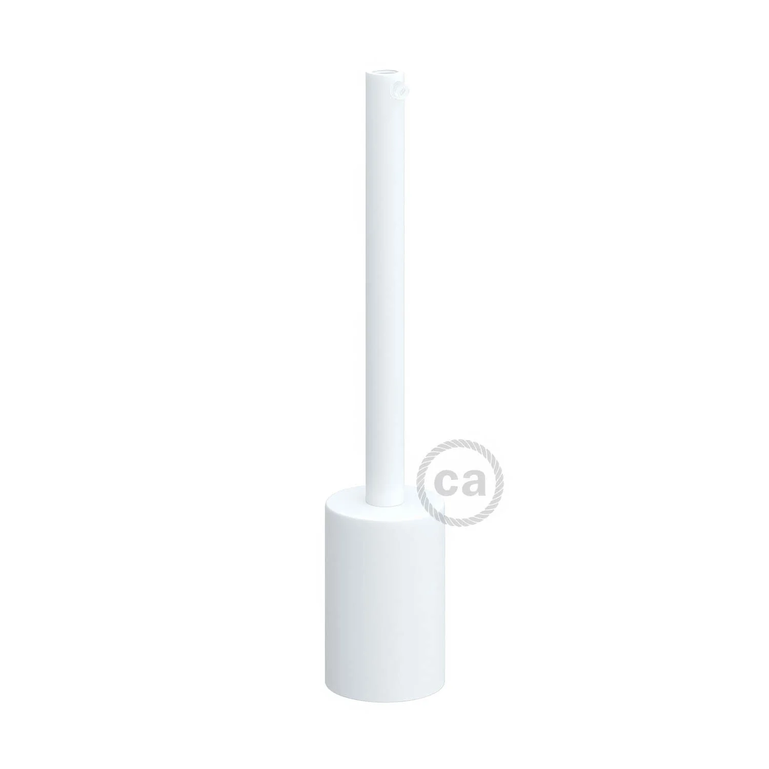 Cylindrical metal UL E26 light bulb socket kit with 15 cm cable clamp - Matt white - Image 3