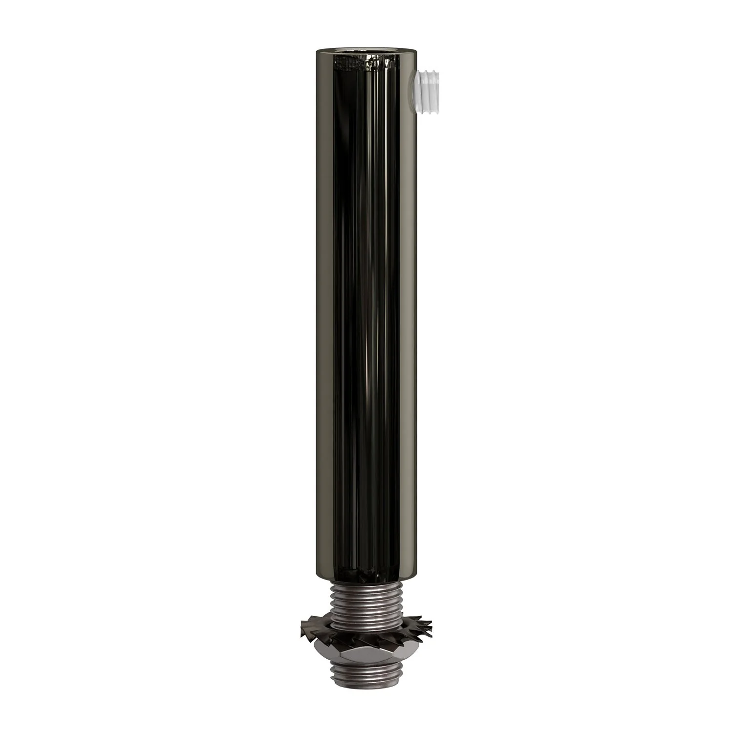 Cylindrical metal cable clamp, 7 cm long, complete with rod, nut and washer - Pearl black
