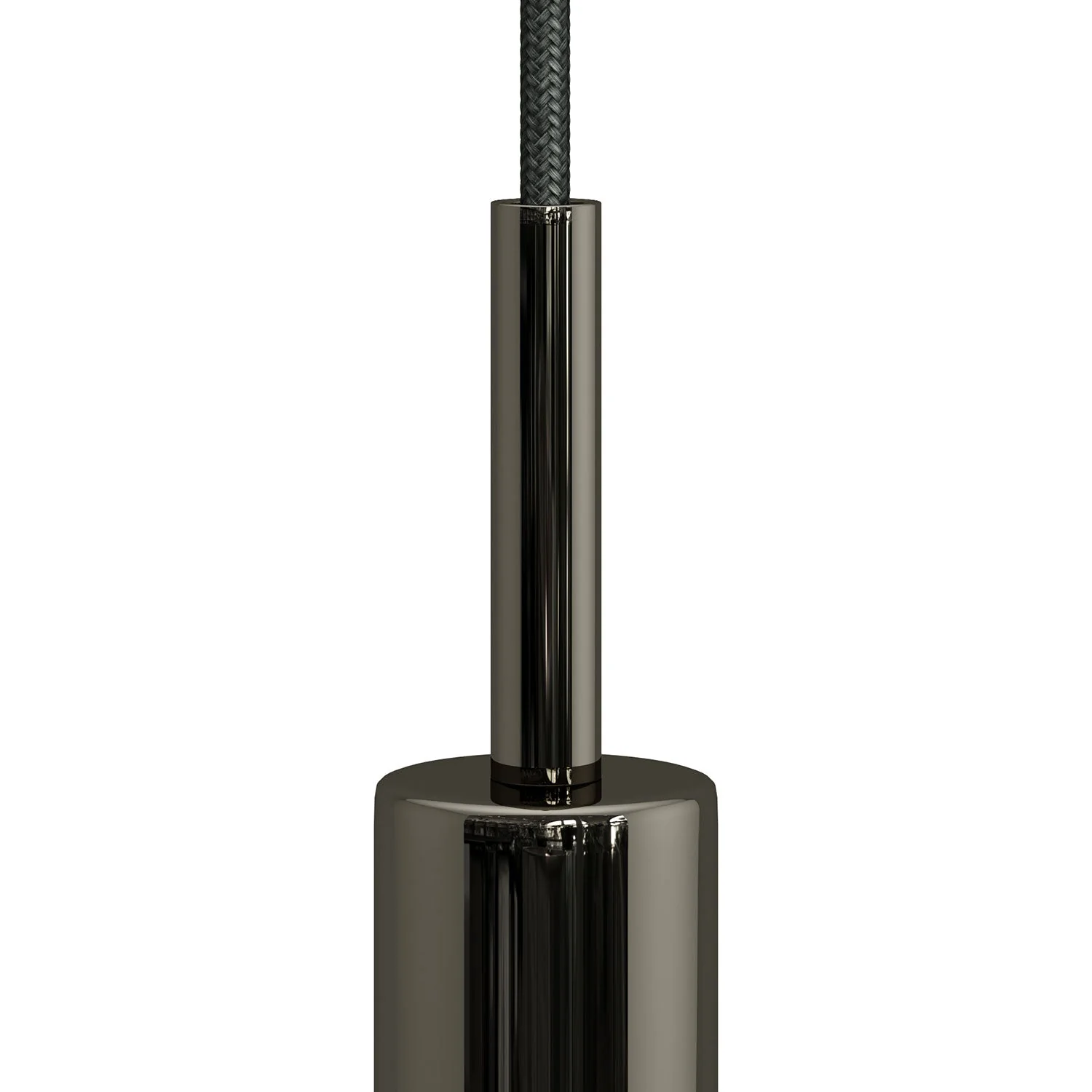 Cylindrical metal cable clamp, 7 cm long, complete with rod, nut and washer - Pearl black - Image 2