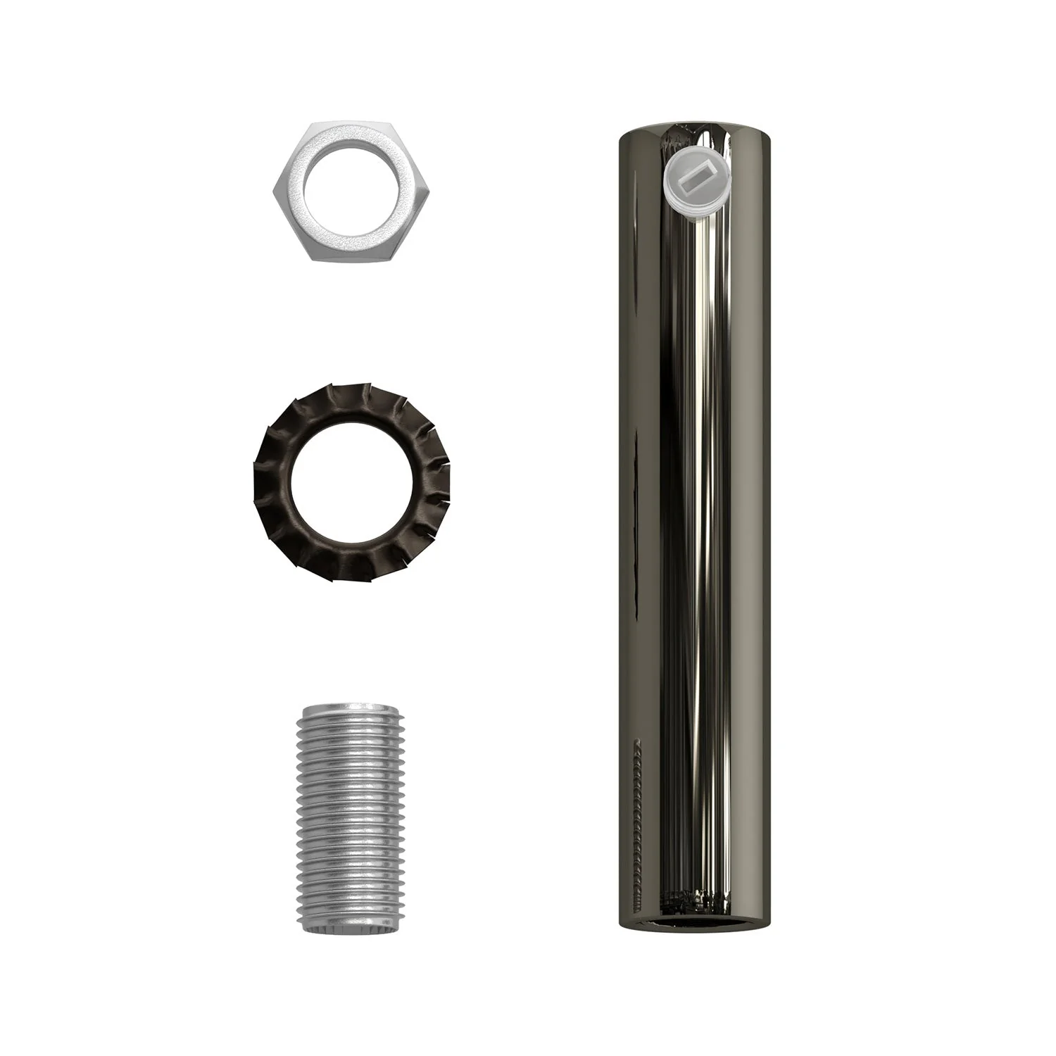 Cylindrical metal cable clamp, 7 cm long, complete with rod, nut and washer - Pearl black - Image 4