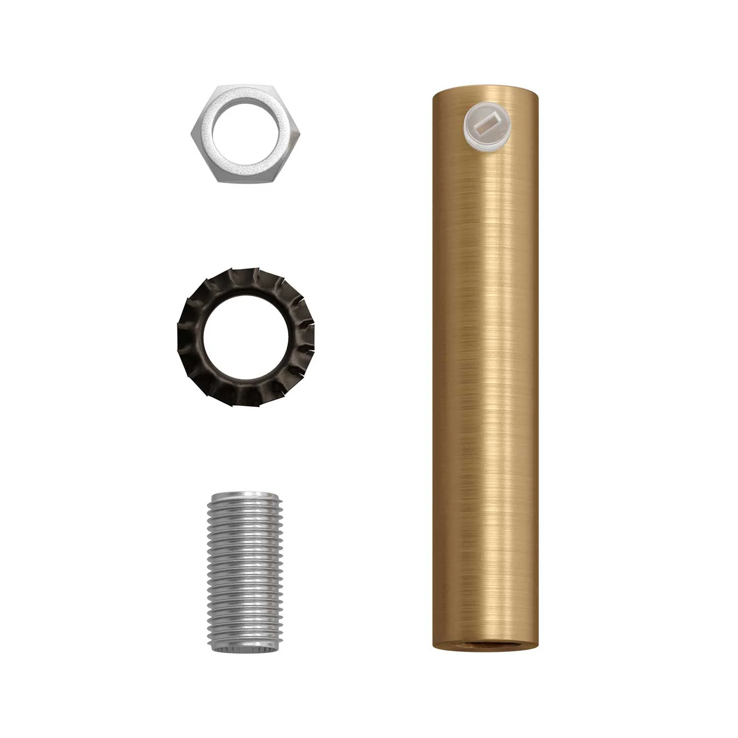 Cylindrical cable clamp in metal, 7 cm long, complete with rod, nut and washer – Satin bronze - Image 4