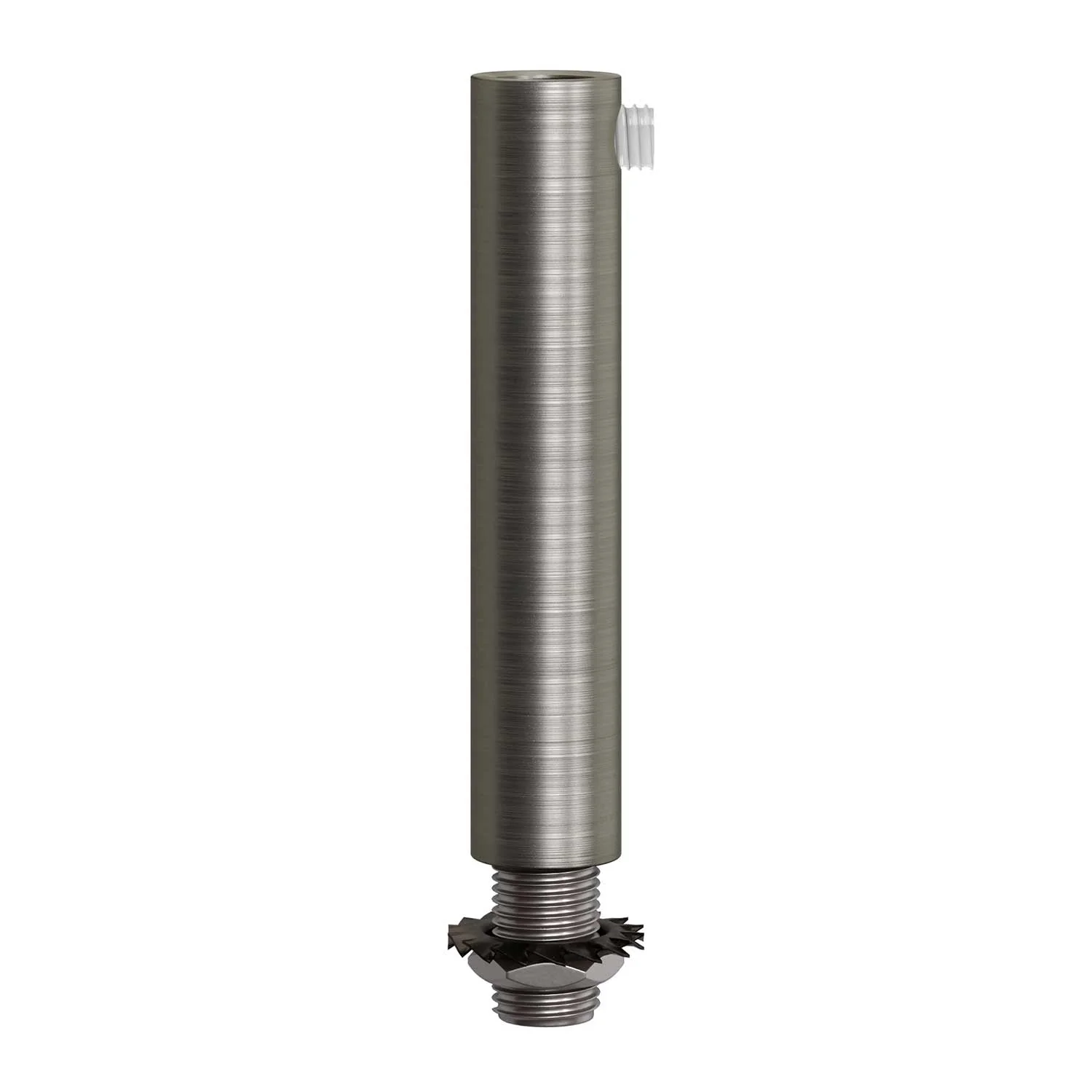 Cylindrical cable clamp in metal length 7 cm complete with rod, nut and washer - Satin titanium