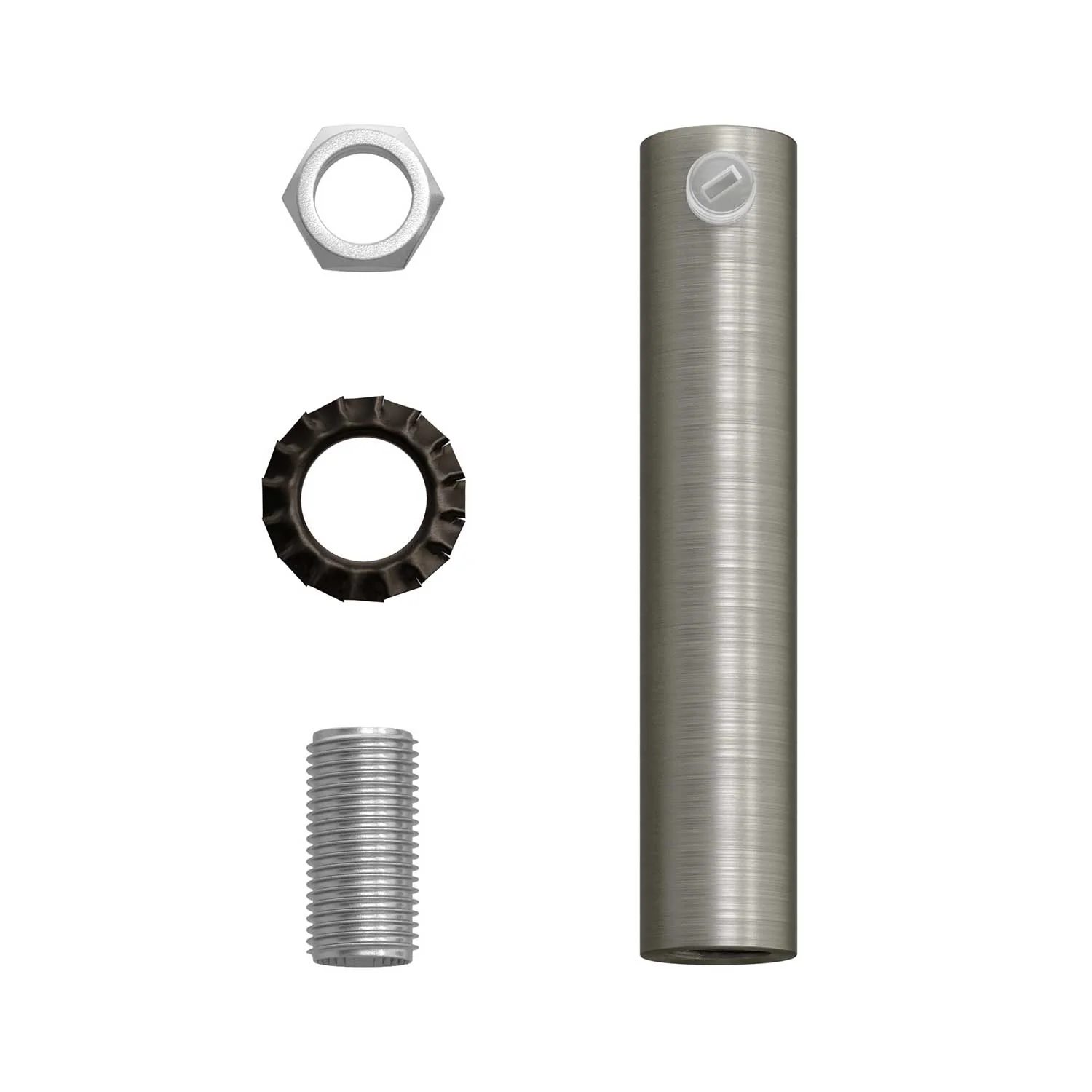 Cylindrical cable clamp in metal length 7 cm complete with rod, nut and washer - Satin titanium - Image 4