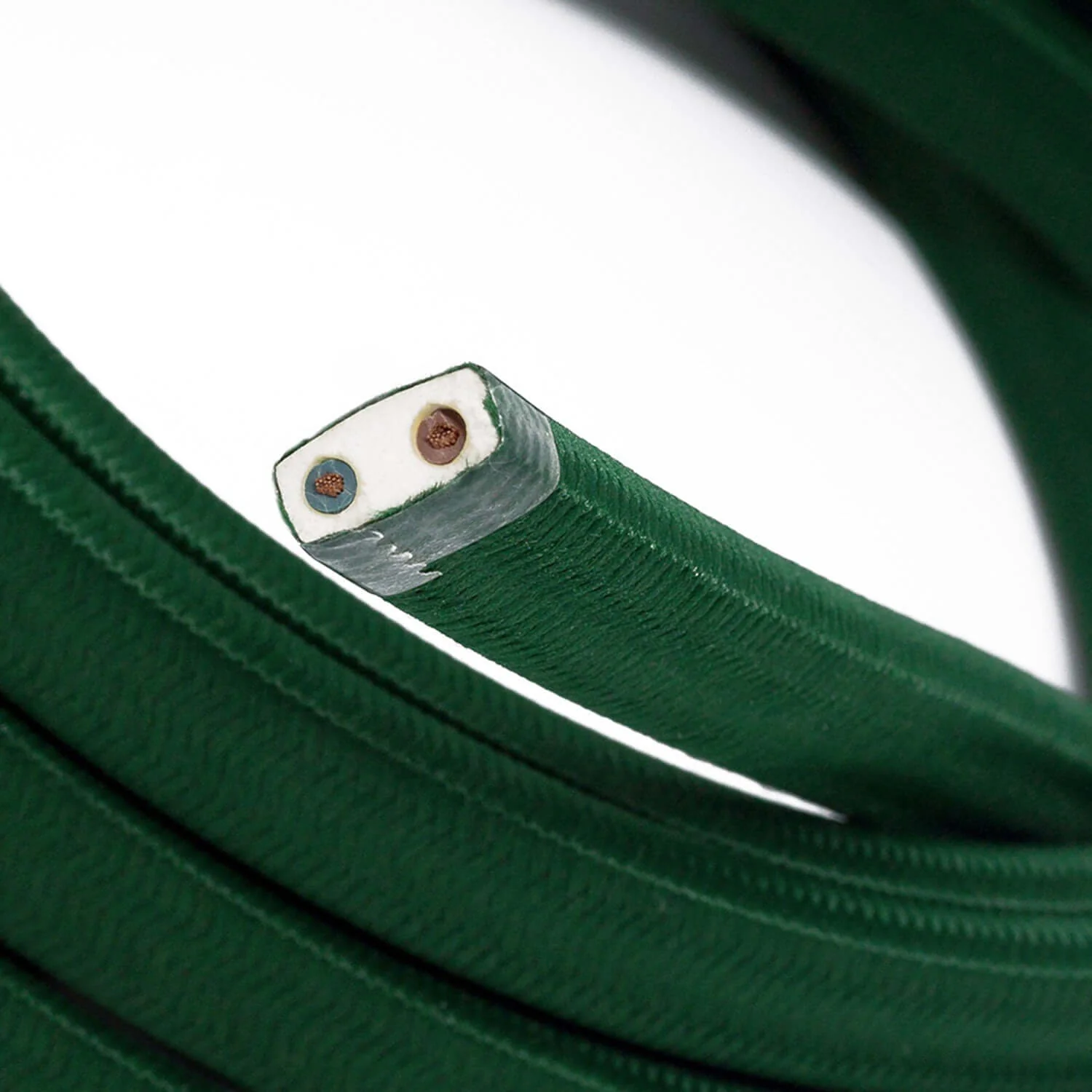 Electric cable for string light covered in Dark Green CM21 fabric - Image 2