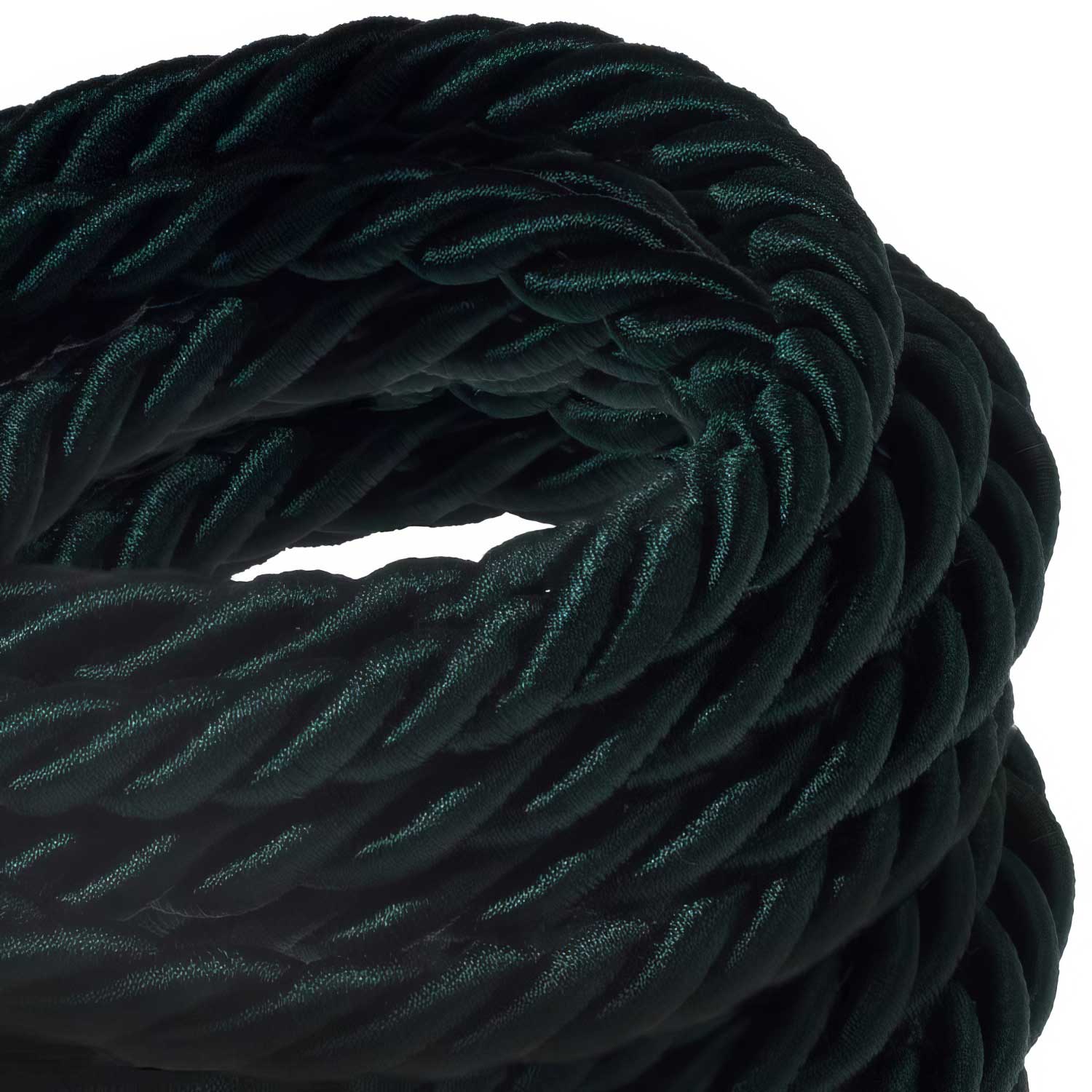 3x0.75 electric cord covered in glossy dark green fabric - Image 2