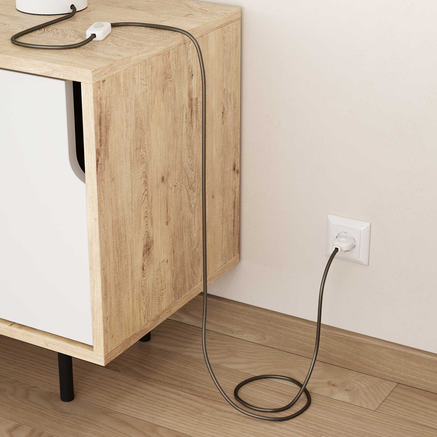 Glossy Dark Grey fabric cable - The Original Creative Cables, for refined lamps - RM26 - Image 3
