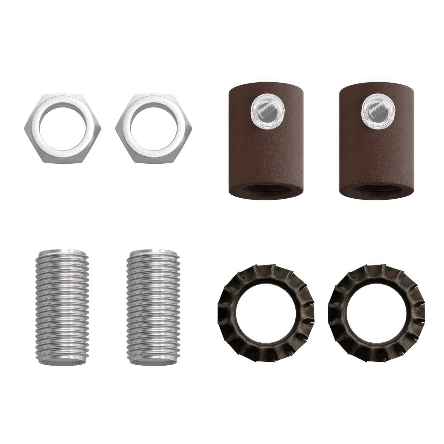 Cylindrical cable clamp in metal complete with rod, nut and washer - Dark rust painted - Image 4