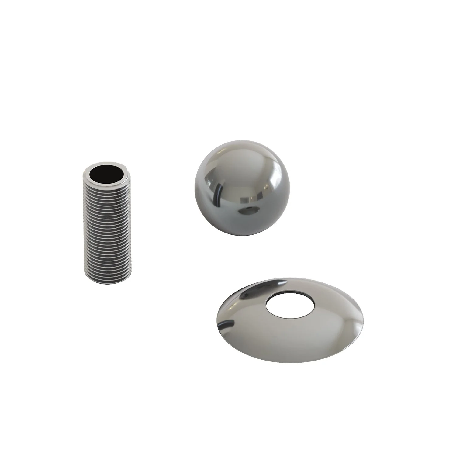 Decorative terminal sphere in chrome-plated metal Ø 20 mm - Blind M10x1 thread with ring nut