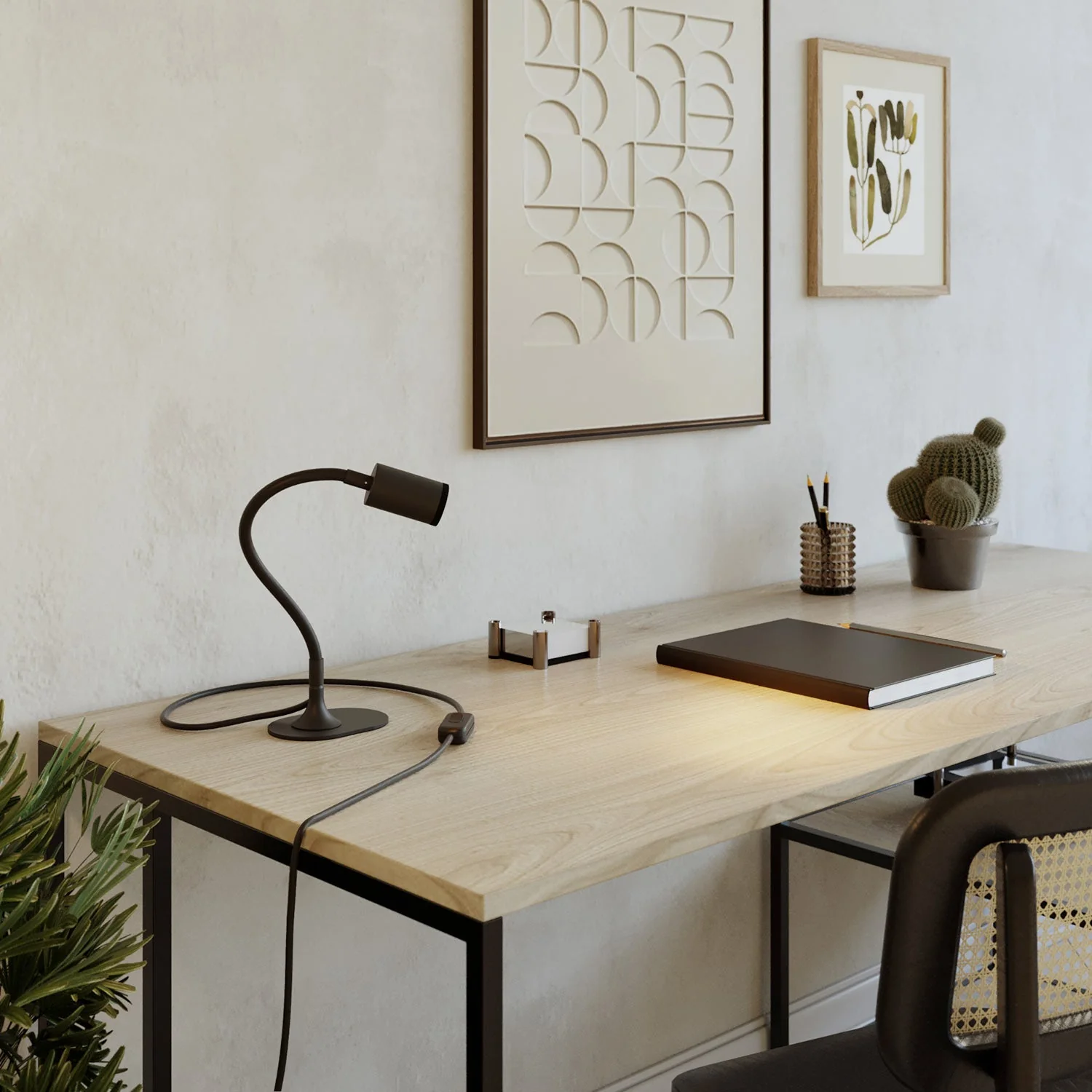MAG-Y desk lamp with Flex, oval metal base and spot light - Black - Image 2