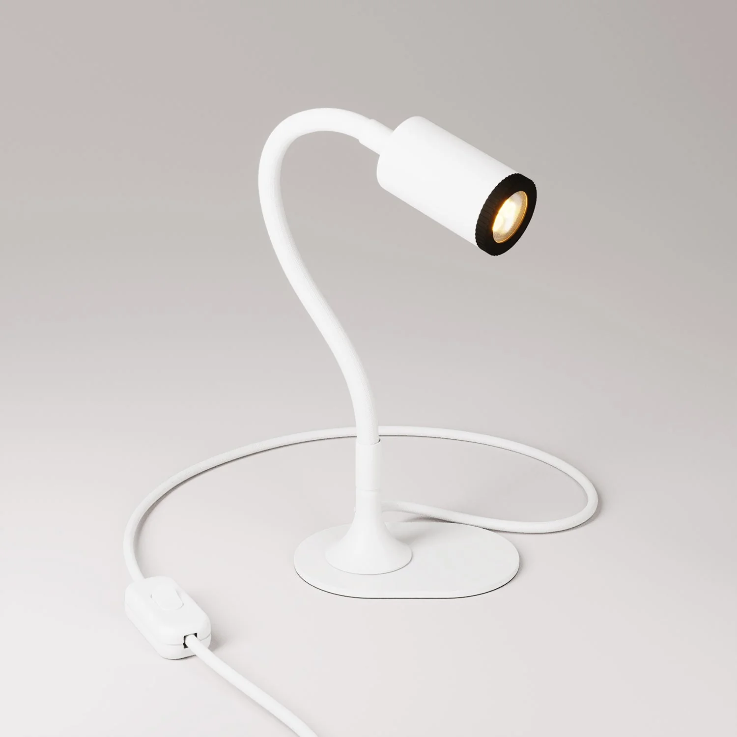MAG-Y desk lamp with Flex, oval metal base and spot light - Matt white