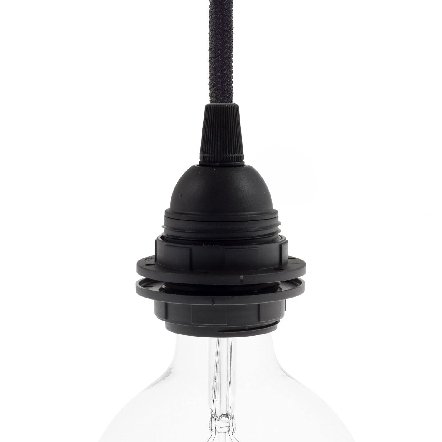 Double Ferrule Thermoplastic E26 Light Bulb Socket Kit - Black