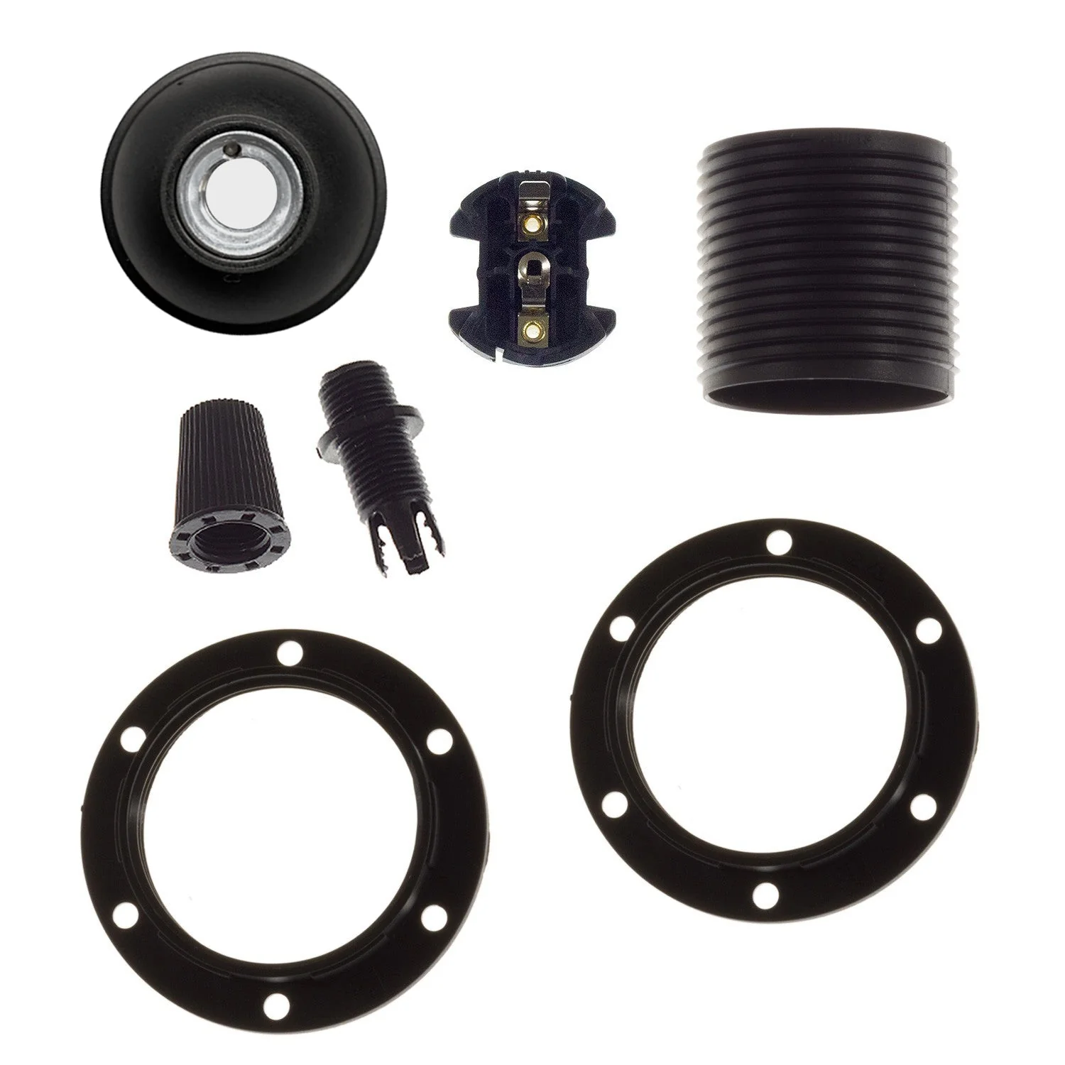 Double Ferrule Thermoplastic E26 Light Bulb Socket Kit - Black - Image 2