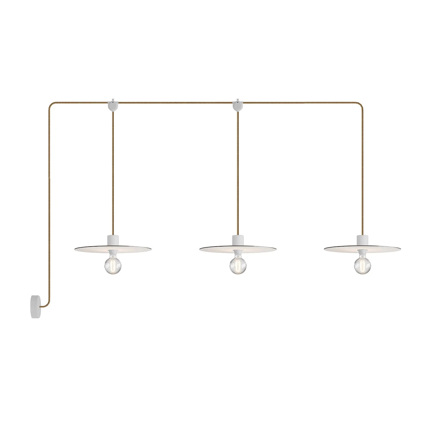 E-Snake Modulair Outdoor Lamp IP65 with 3 lights, ceiling rose and lampshades - White