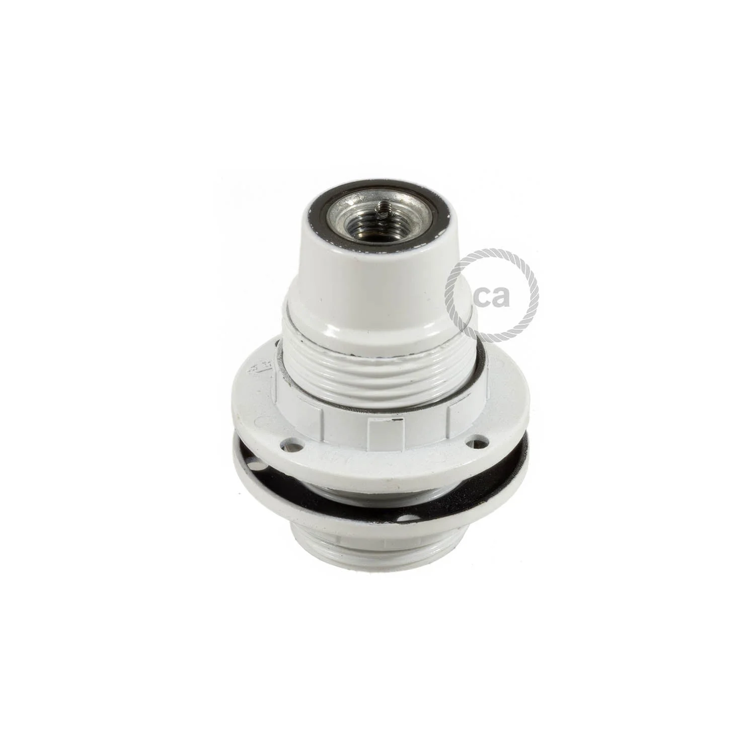 E14 bakelite lamp holder kit with double ring for lampshade - White