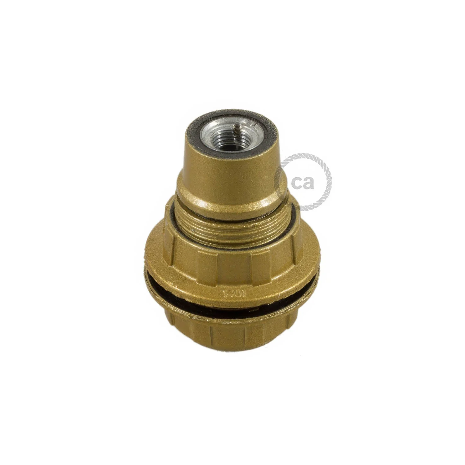E14 lamp holder kit in bakelite with double ring for lampshade - Gold