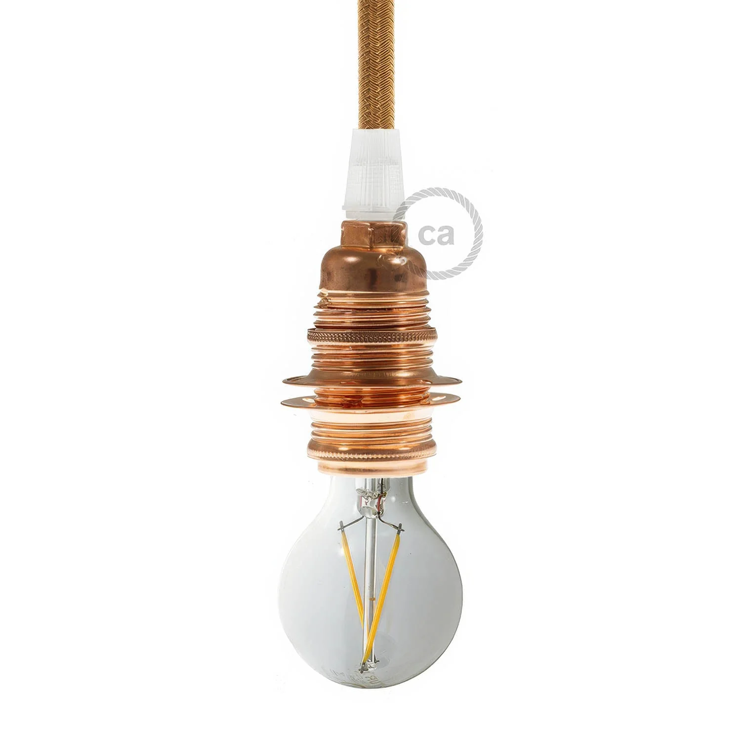 E14 metal lamp holder kit with double ring for lampshade - Copper