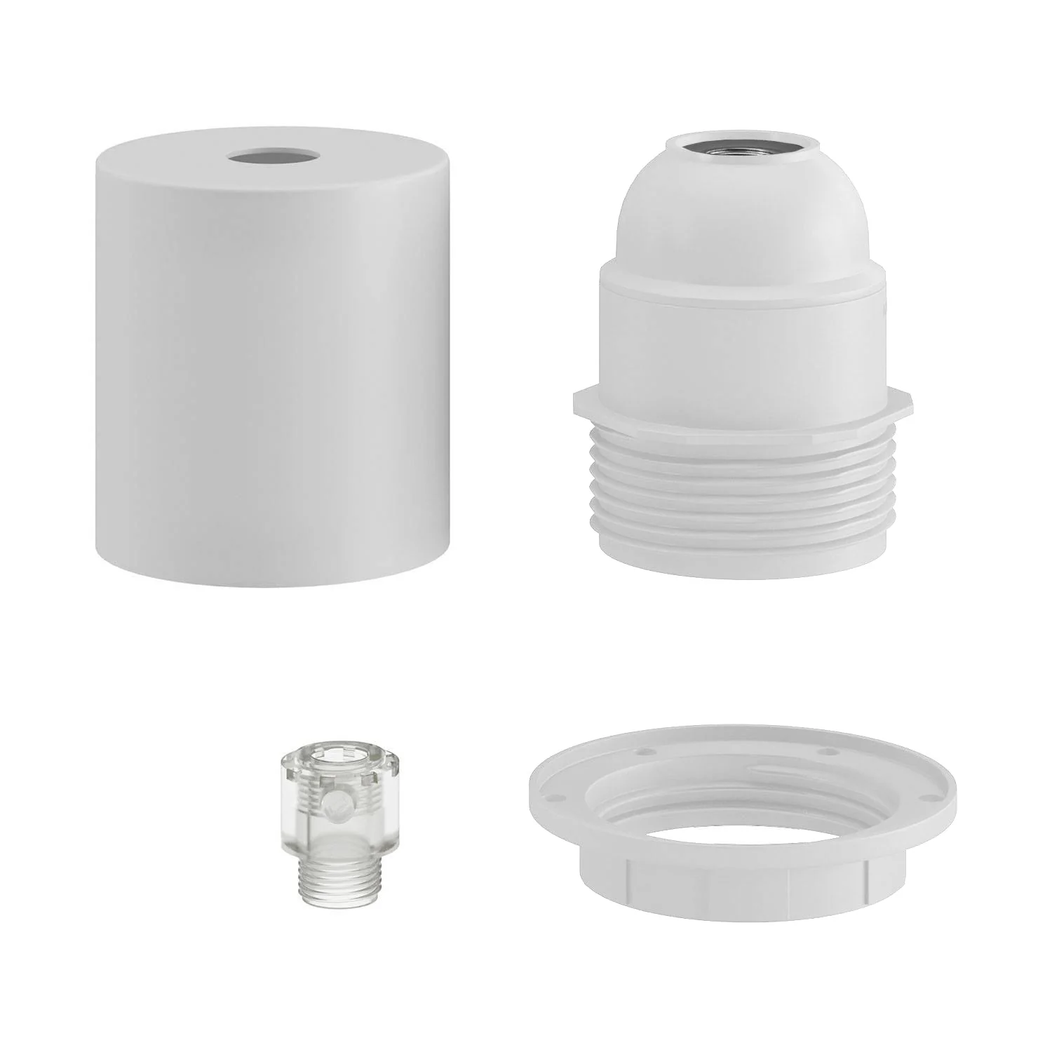 E26 semi-threaded metal socket kit with concealed cable clamp - Matte white - Image 2