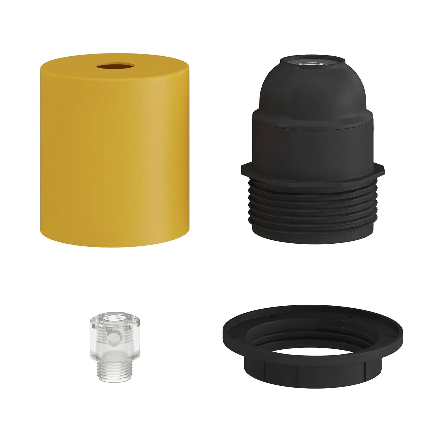 E26 semi-threaded metal socket kit with concealed cable clamp - Mustard Yellow - Image 2