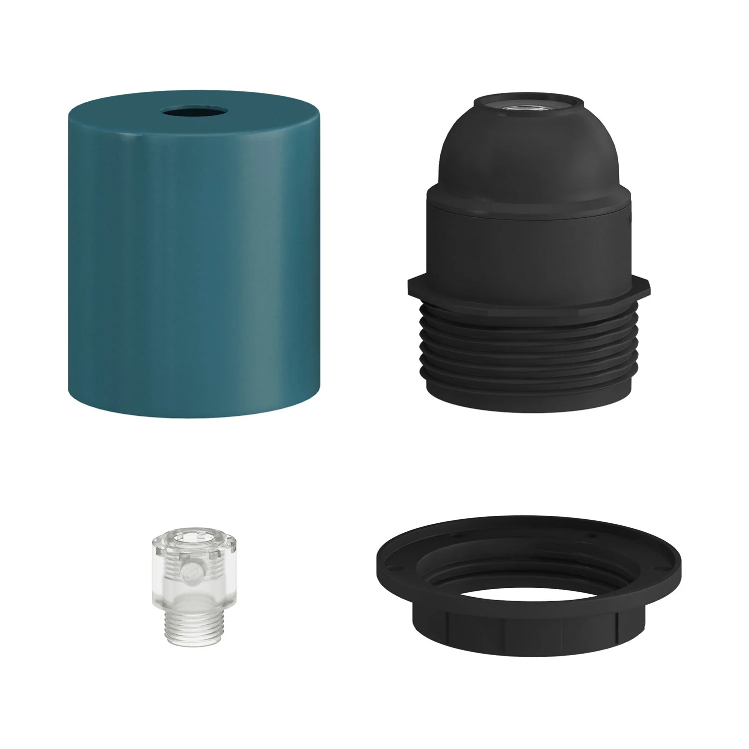 E26 semi-threaded metal socket kit with concealed cable clamp - Petrol - Image 2