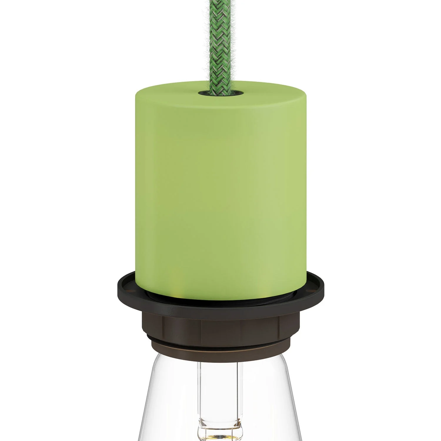 E26 semi-threaded metal socket kit with concealed cable clamp - Soft green