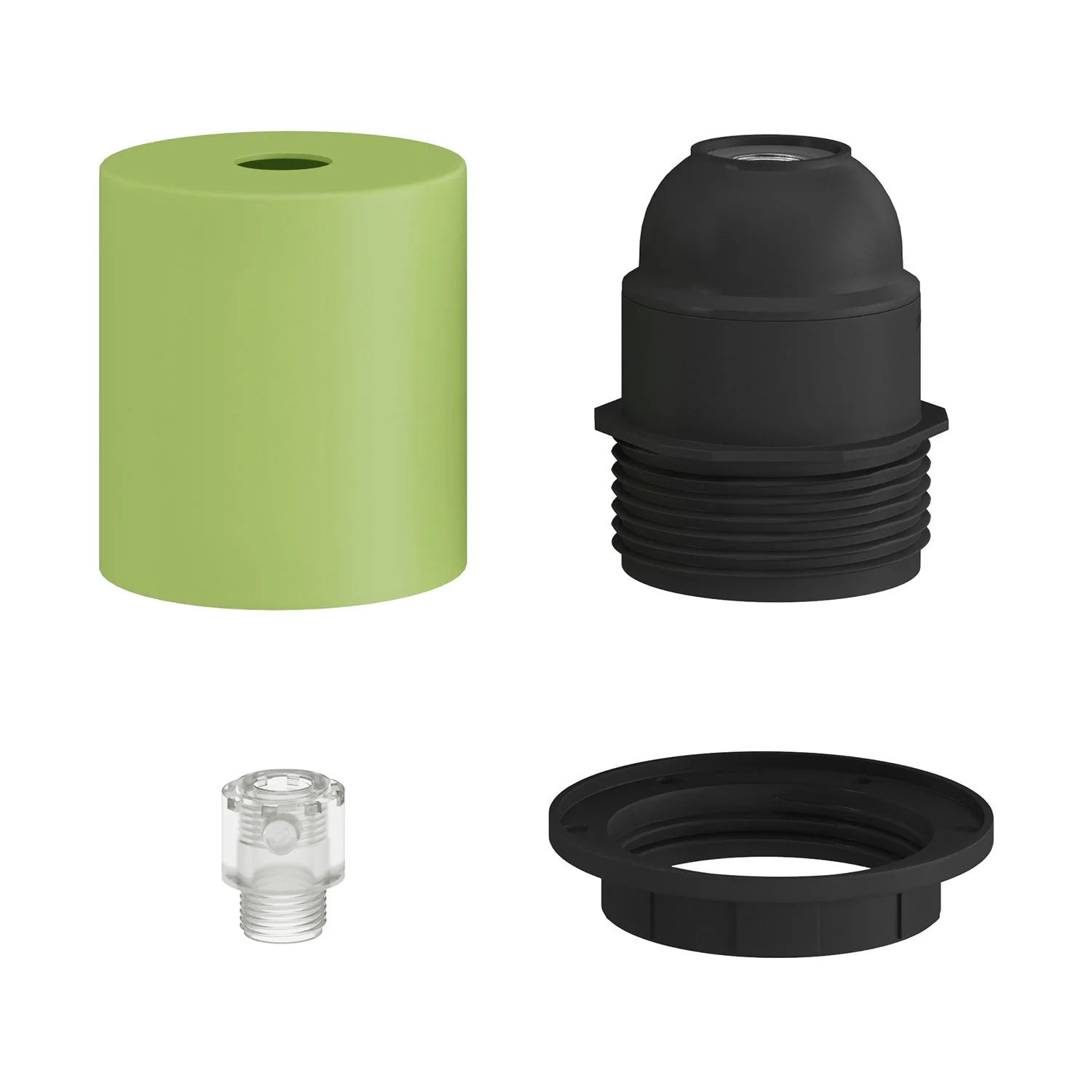 E26 semi-threaded metal socket kit with concealed cable clamp - Soft green - Image 2
