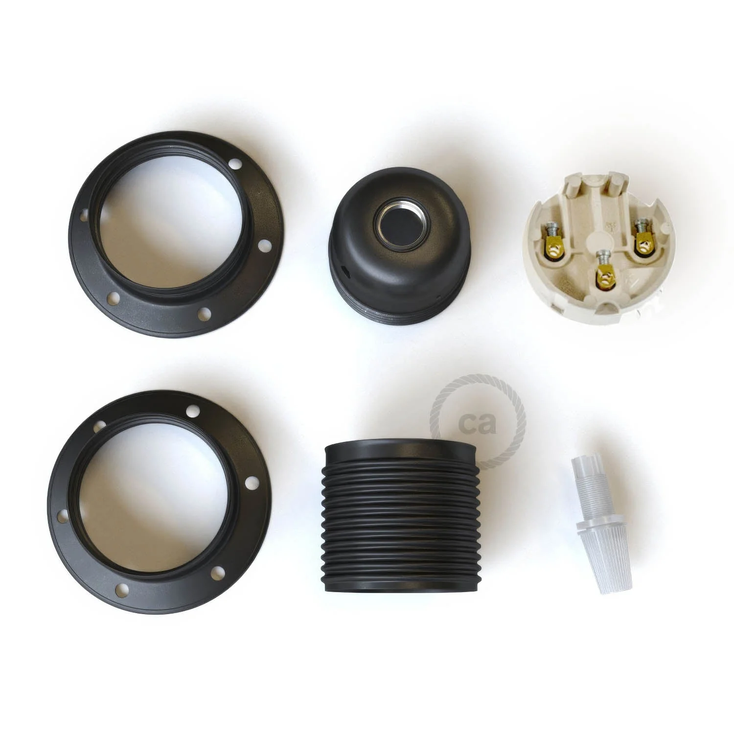 E27 metal lamp holder kit with double ring for lampshade - Gunmetal - Image 2