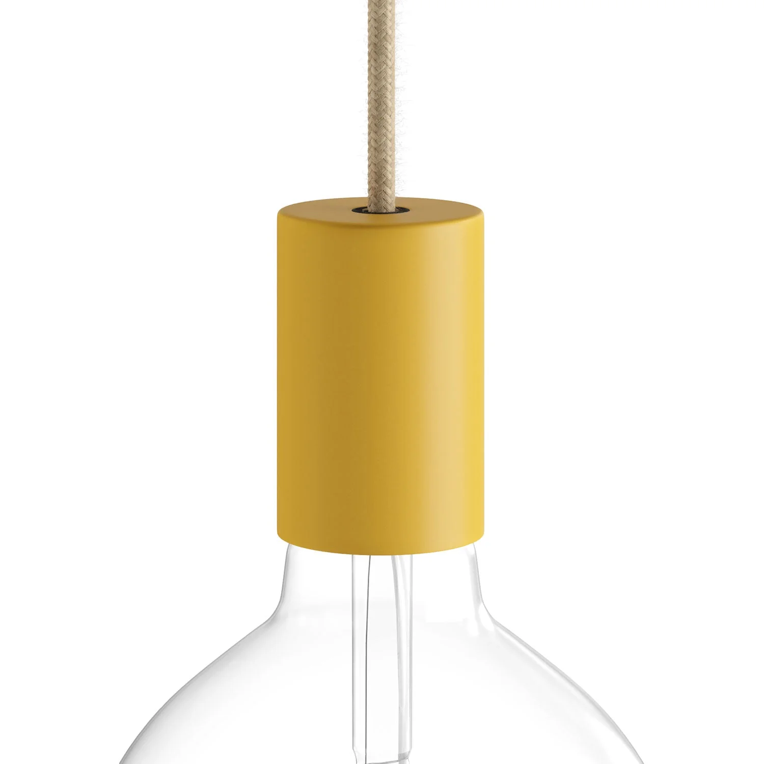 E27 Pastel metal lamp holder kit with hidden cable clamp - Mustard
