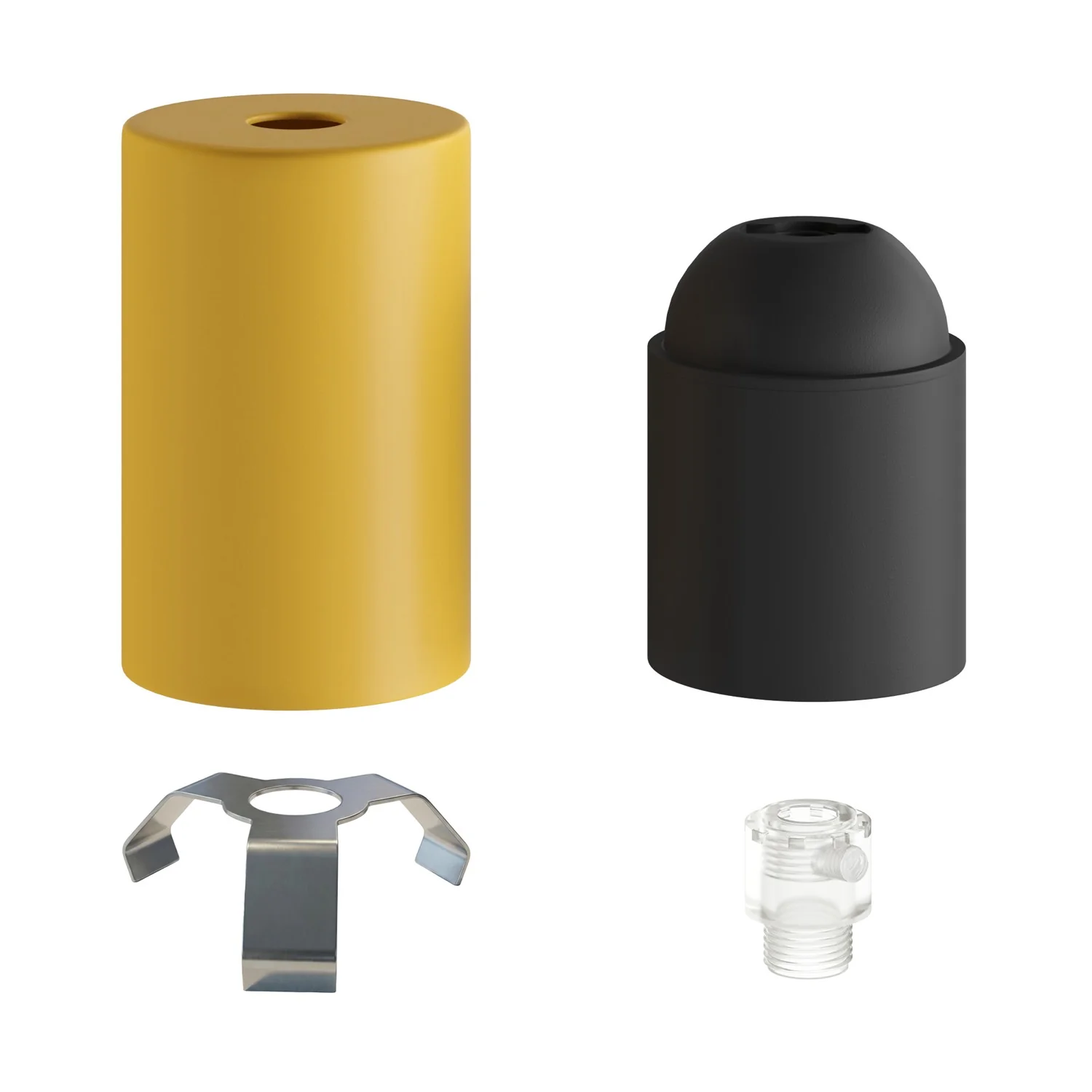 E27 Pastel metal lamp holder kit with hidden cable clamp - Mustard - Image 2