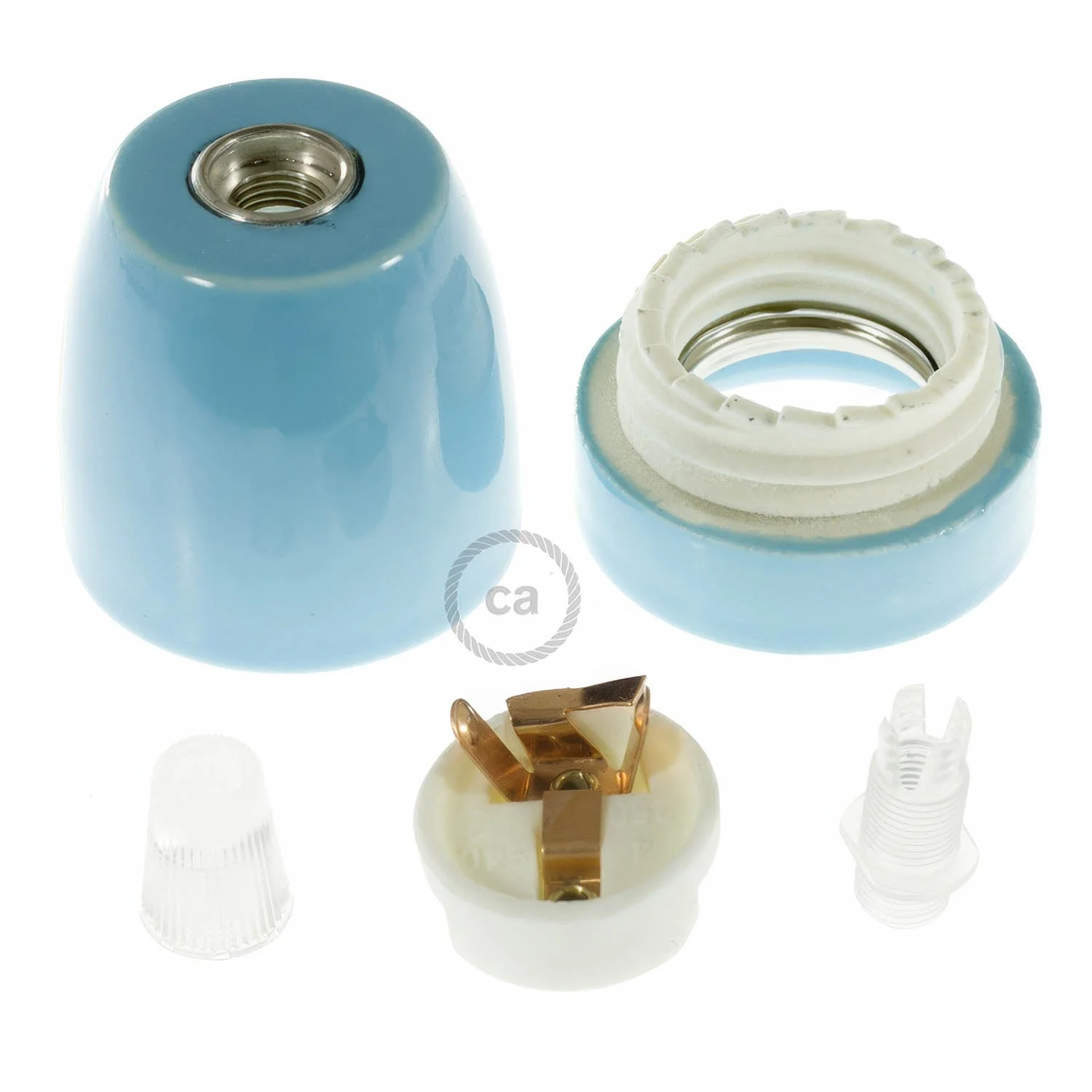 E27 porcelain lamp holder kit - Blue - Image 2