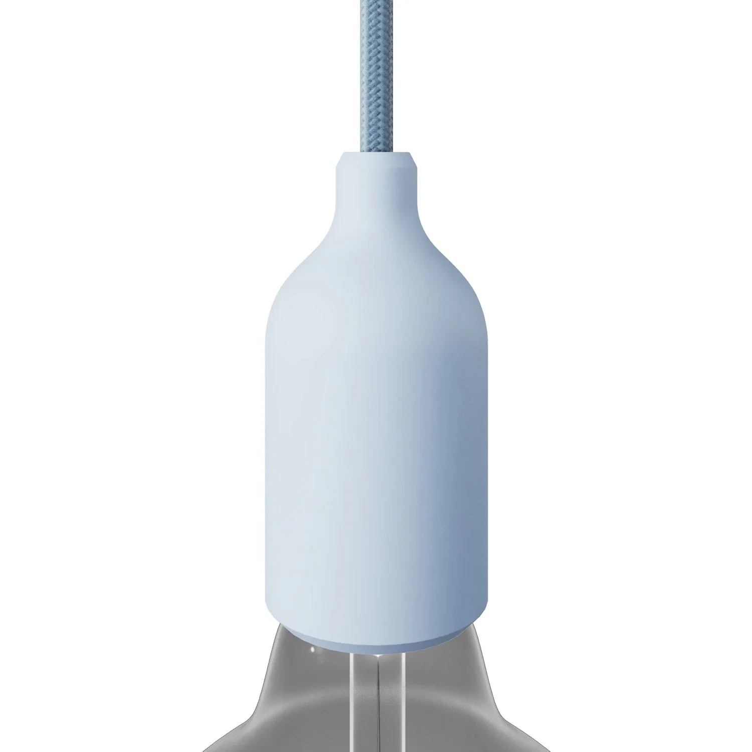 E27 lamp holder kit in silicone with hidden cable clamp - Powder blue
