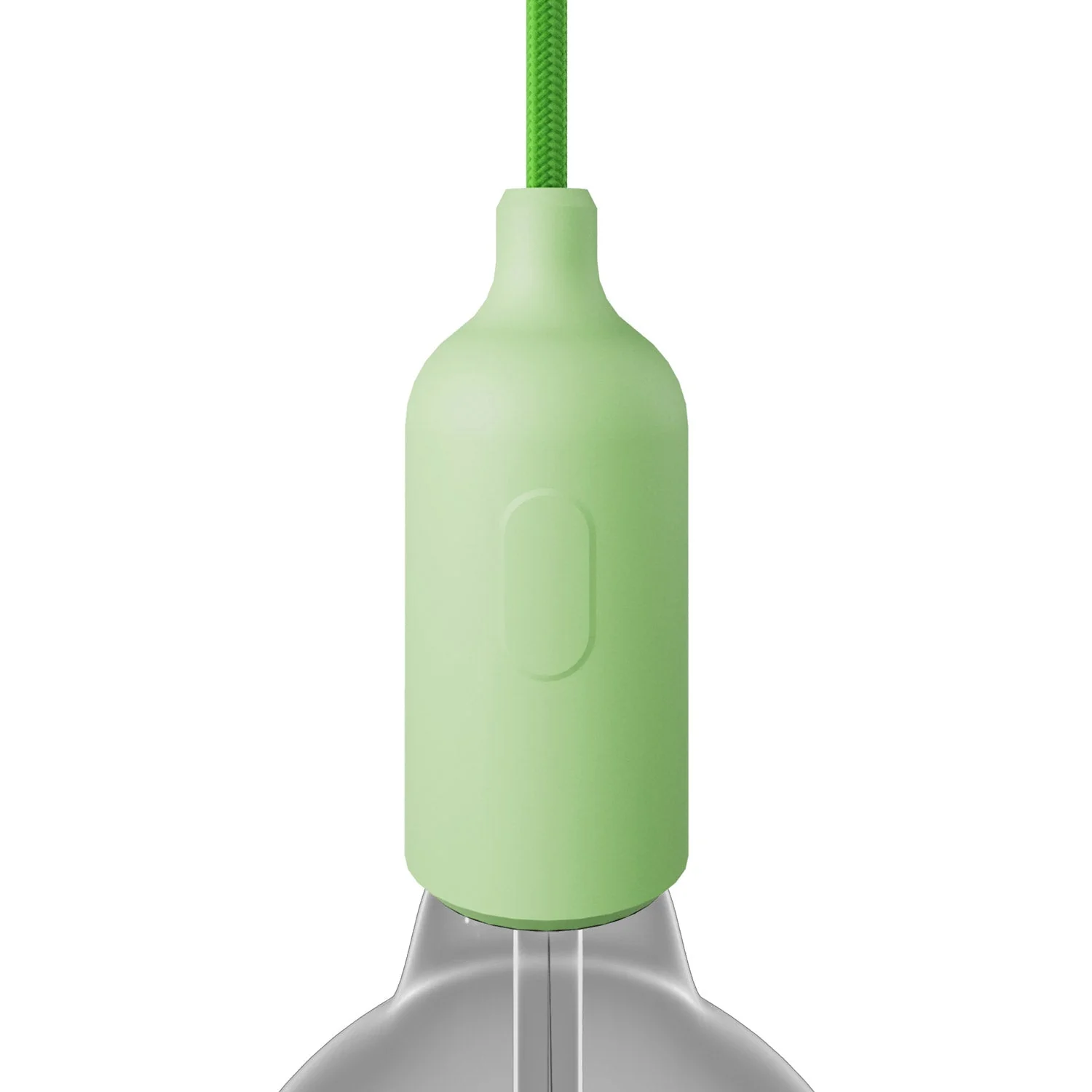 E27 silicone lamp holder kit with hidden switch and cable clamp - Meadow green