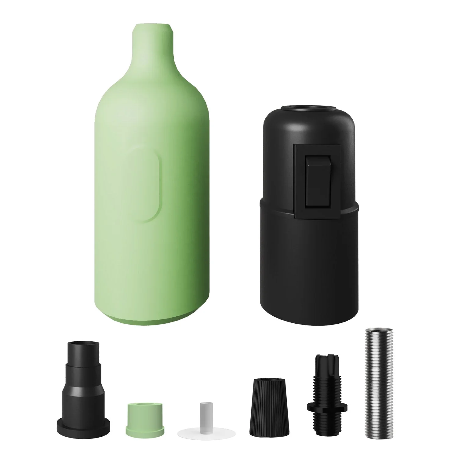 E27 silicone lamp holder kit with hidden switch and cable clamp - Meadow green - Image 2