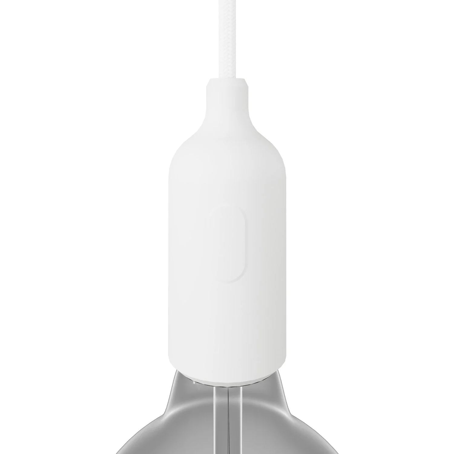 E27 silicone lamp holder kit with hidden switch and cable clamp - White