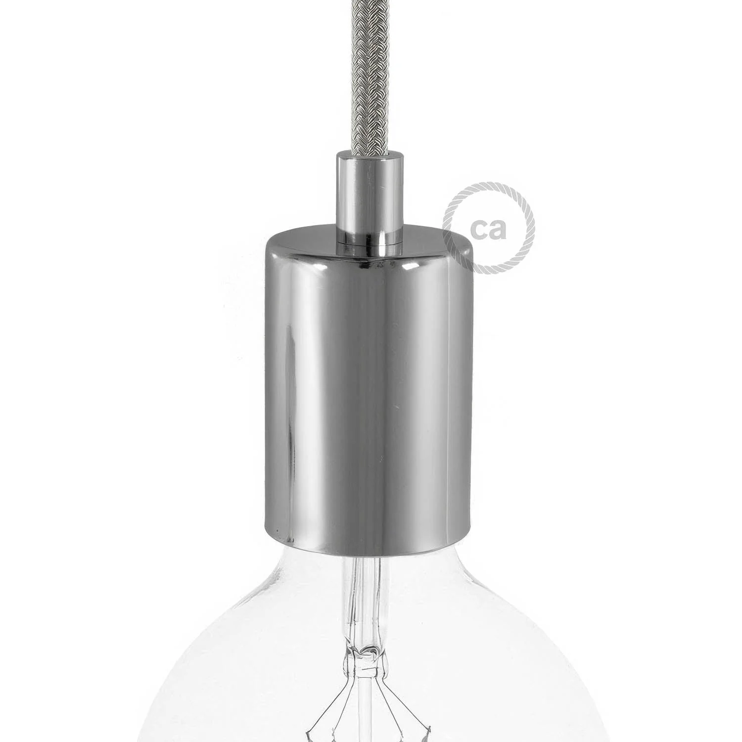 E27 cylindrical metal lamp holder kit - Chrome - Image 5