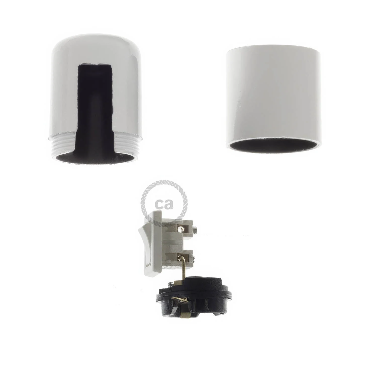 E27 bakelite lamp holder kit with switch - White - Image 2