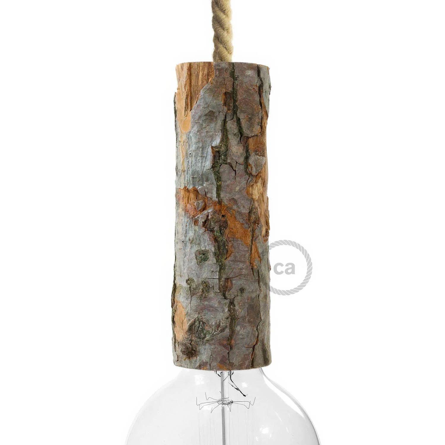 E27 lamp holder kit in bark, Large version - Bark