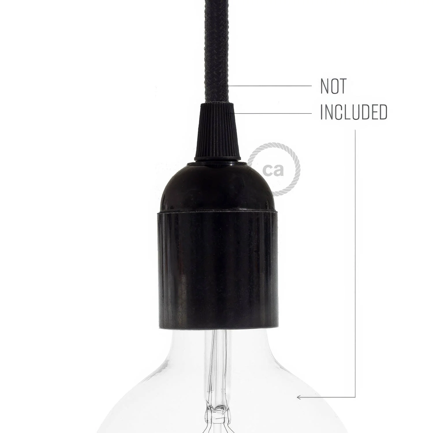 E27 lamp holder kit in bakelite - Black - Image 3