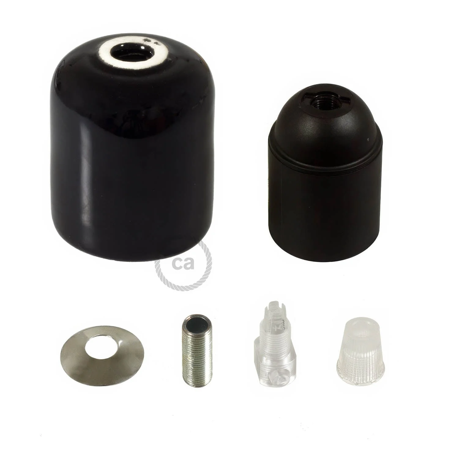E27 ceramic lamp holder kit - Black - Image 2