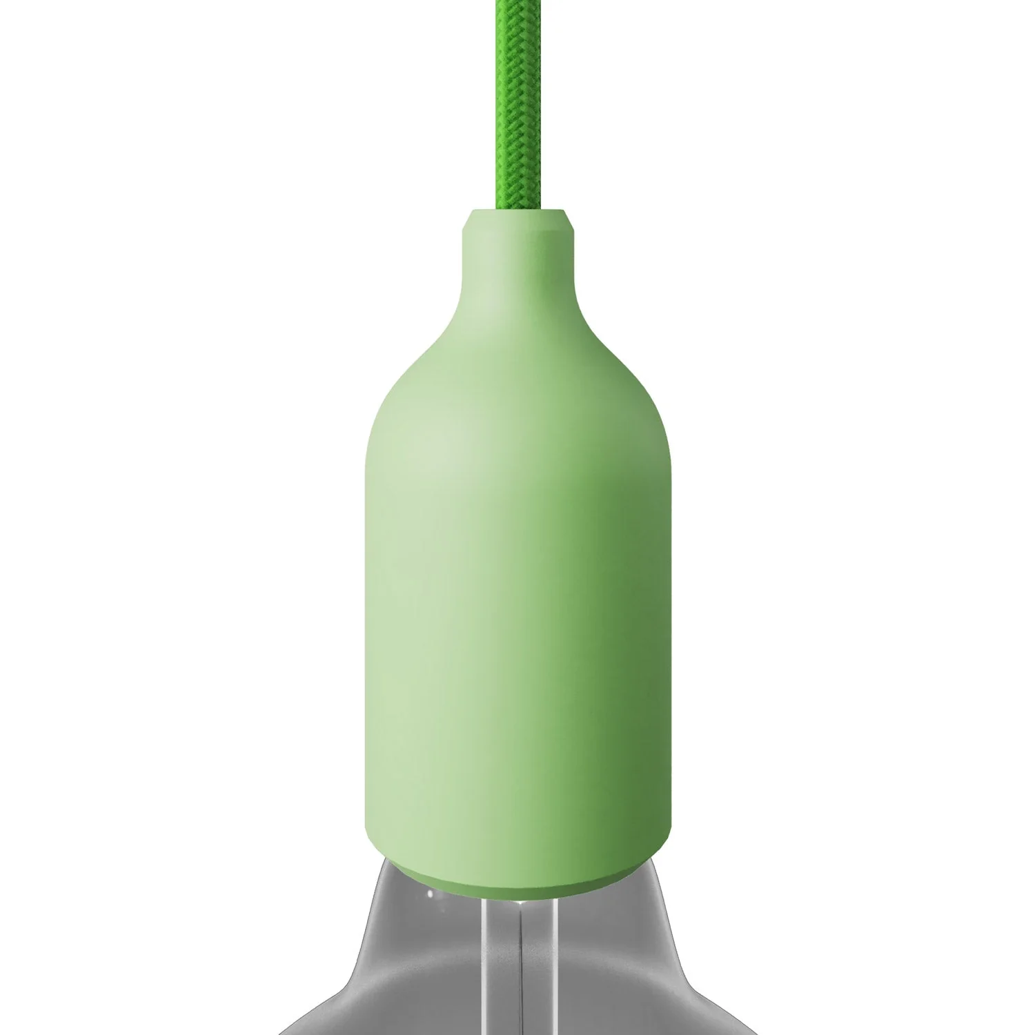 E27 lamp holder kit in silicone with hidden cable clamp - Meadow green