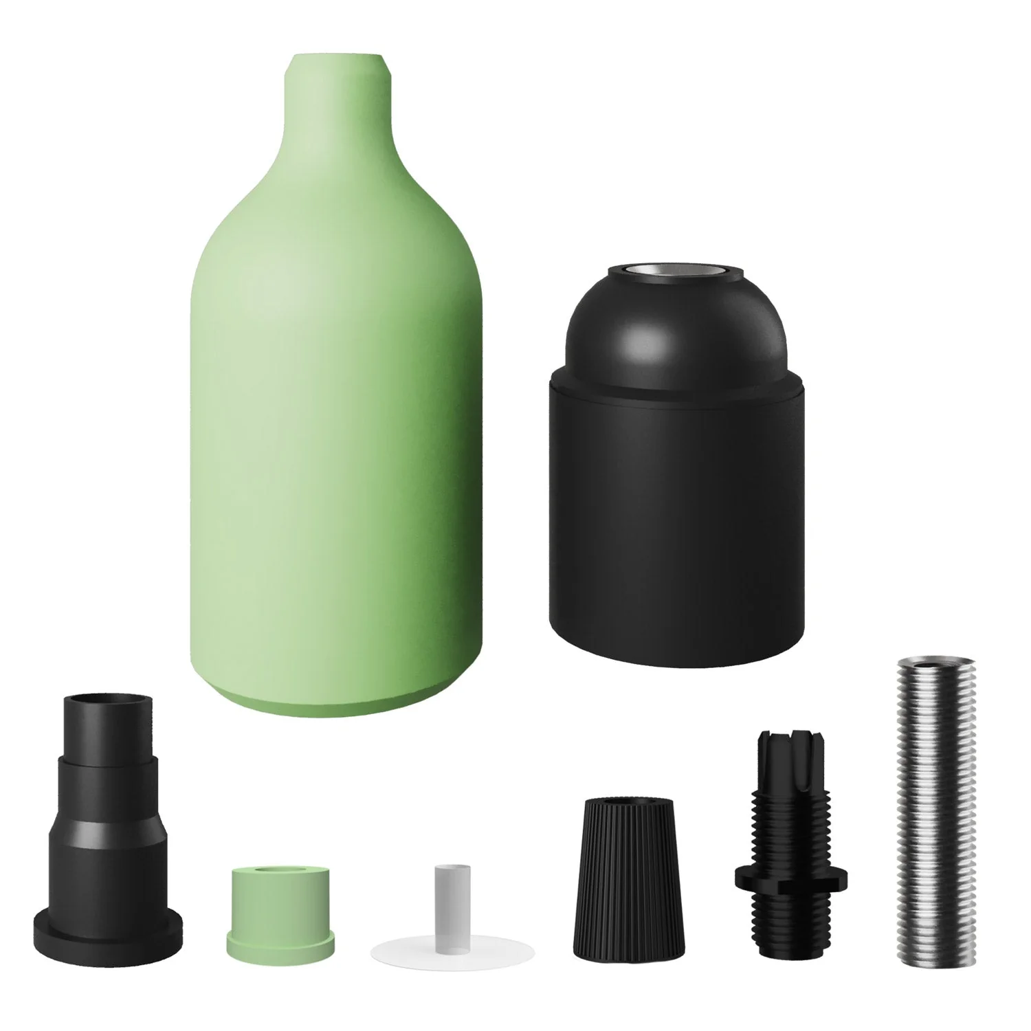 E27 lamp holder kit in silicone with hidden cable clamp - Meadow green - Image 2