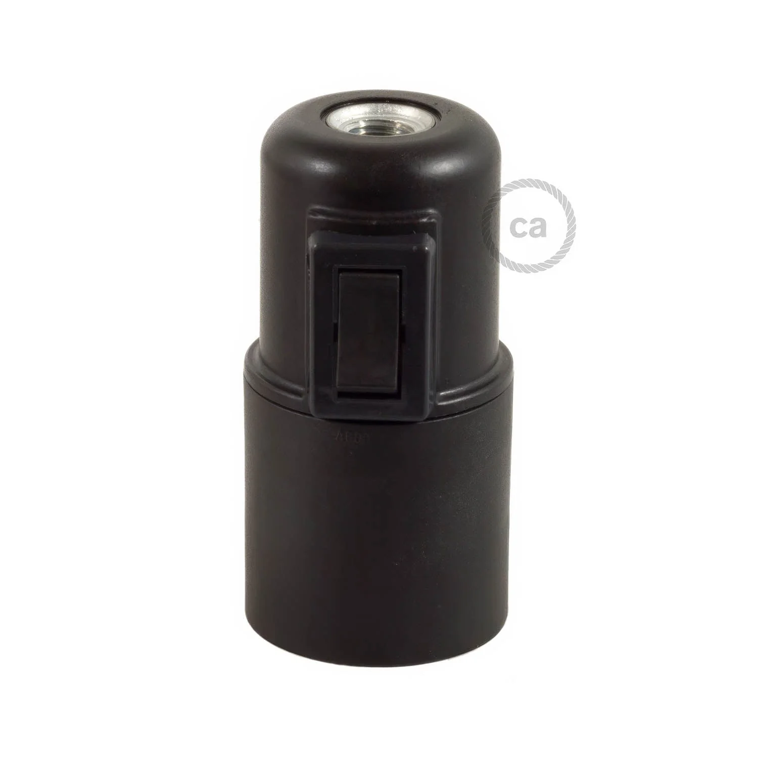 E27 lamp holder kit in thermoplastic with switch - Black