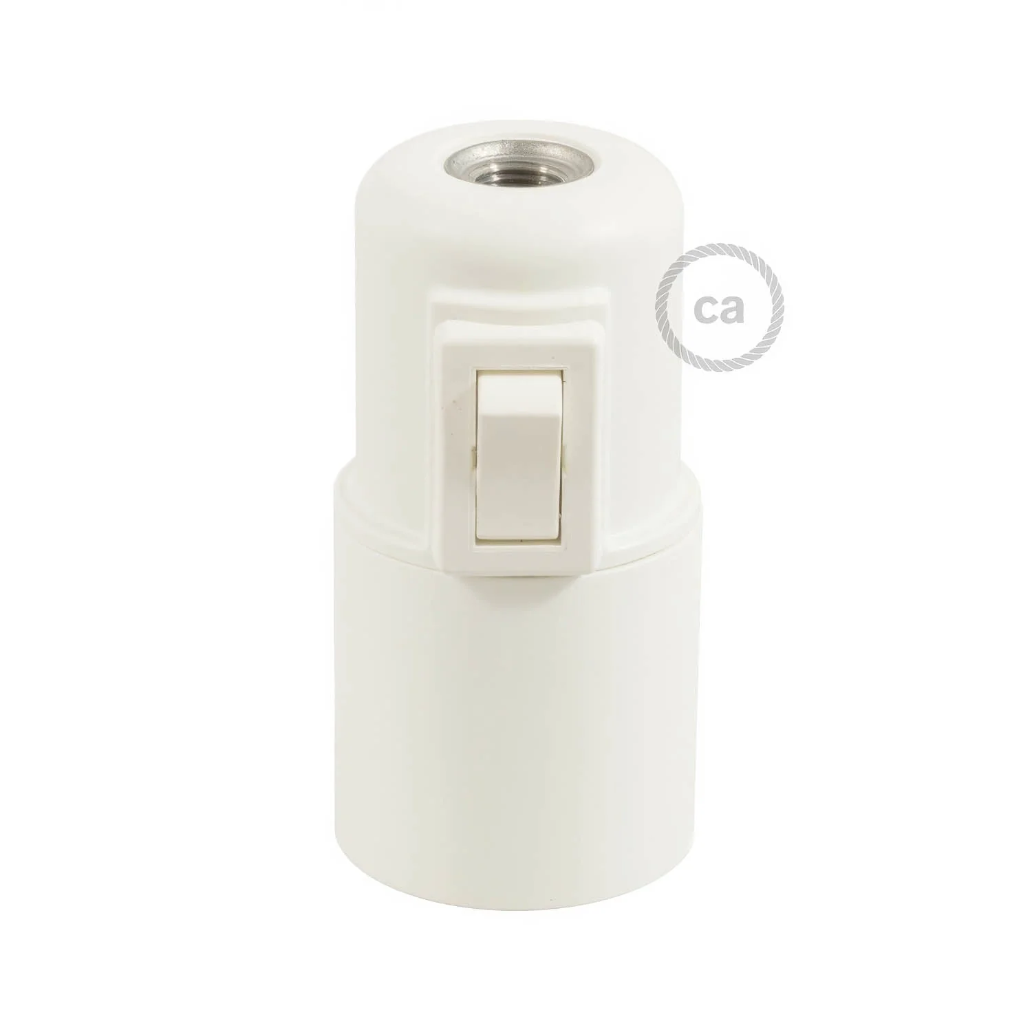 E27 thermoplastic lamp holder kit with switch - White