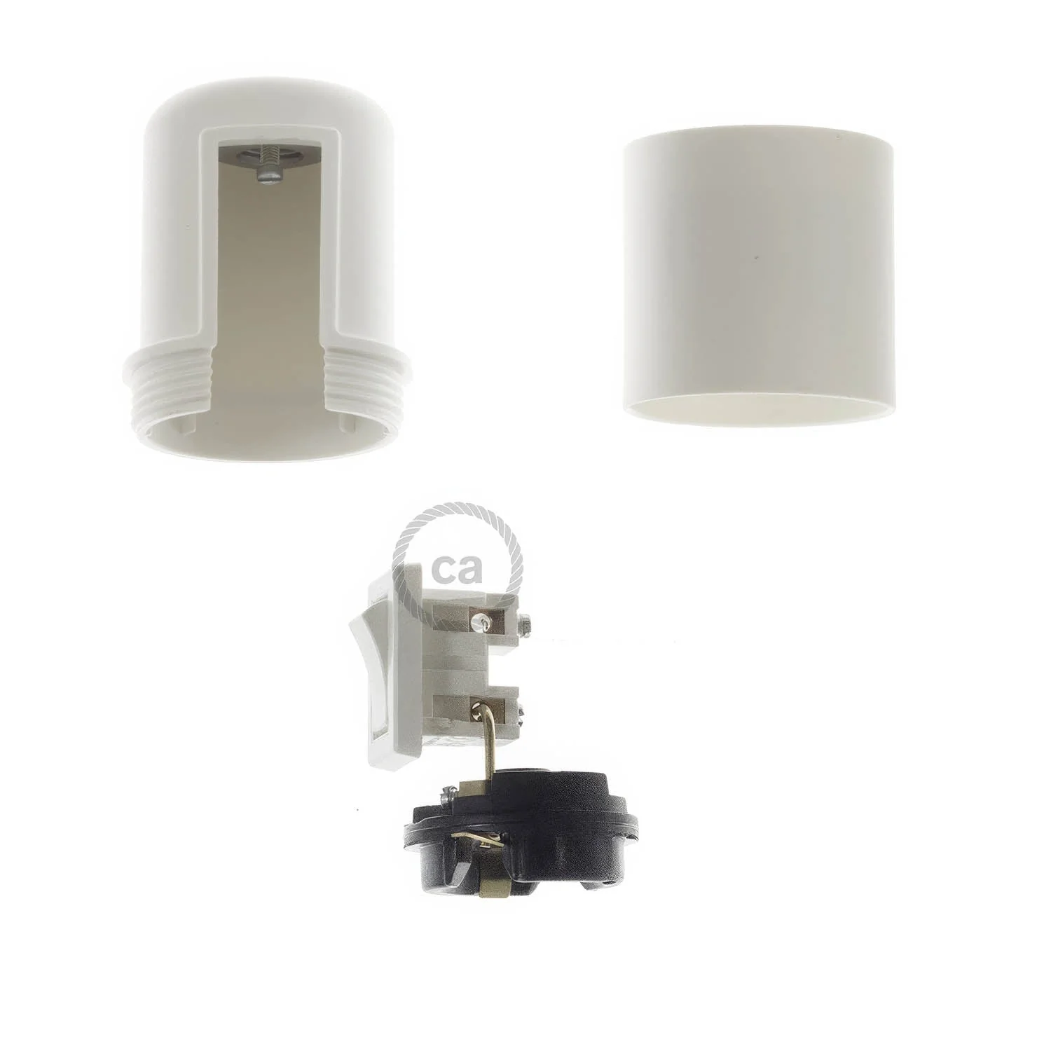 E27 thermoplastic lamp holder kit with switch - White - Image 2