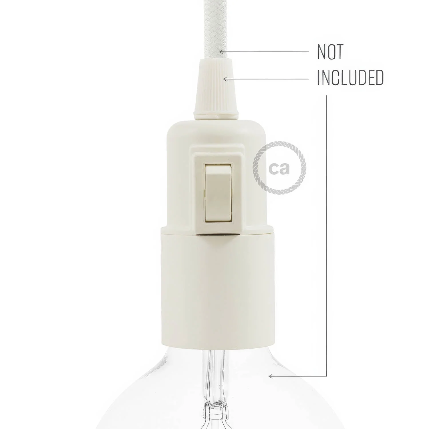 E27 thermoplastic lamp holder kit with switch - White - Image 3