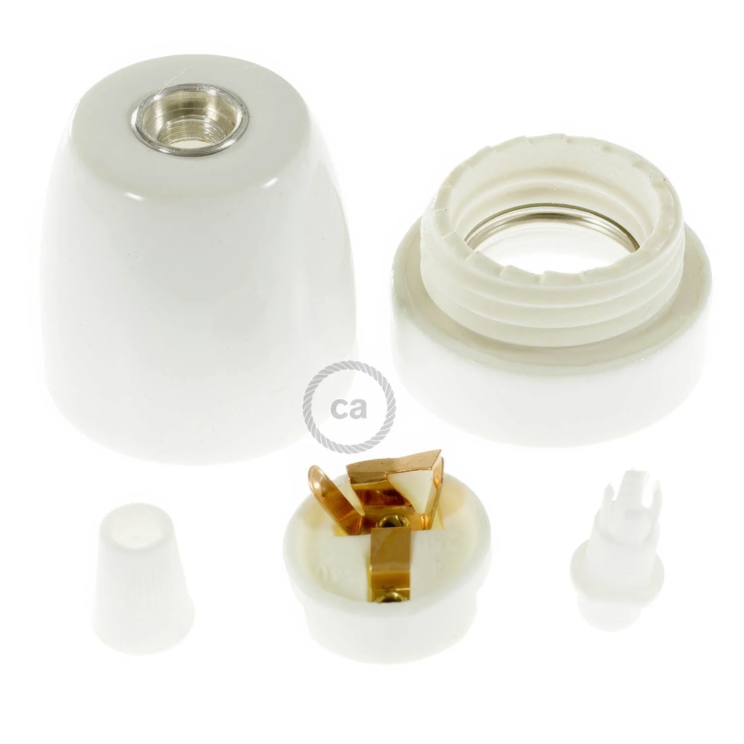 E27 porcelain lamp holder kit - White - Image 2